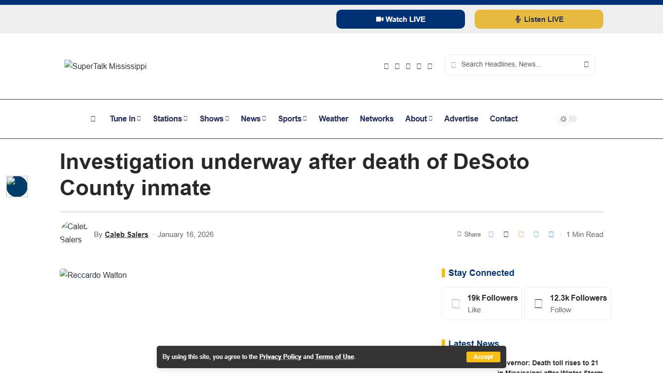 Investigation underway after death of DeSoto County inmate - SuperTalk Mississippi