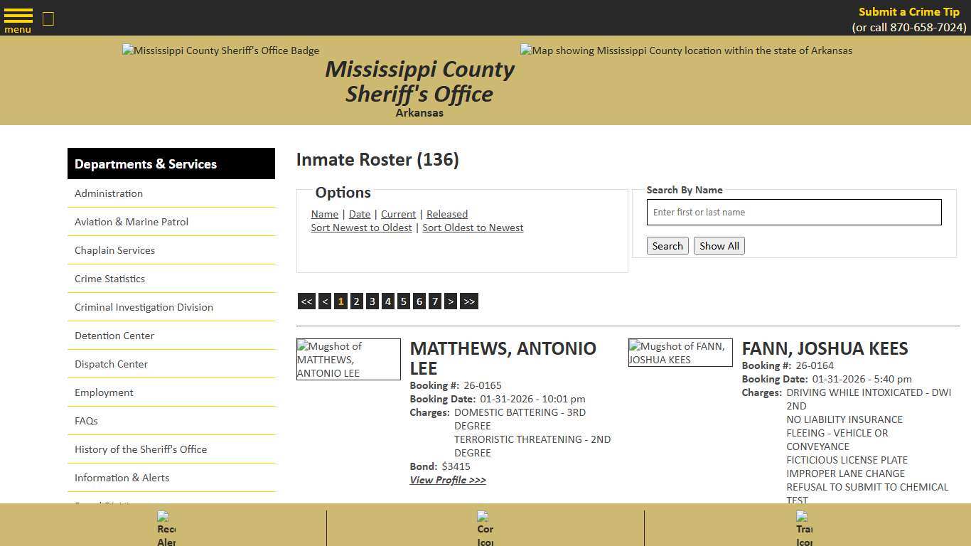 Inmate Roster - Current Inmates Booking Date Descending - Mississippi County AR Sheriff